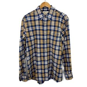 Beretta Brush Flannel Plaid a herringbone Button Down Shirt Like New Large